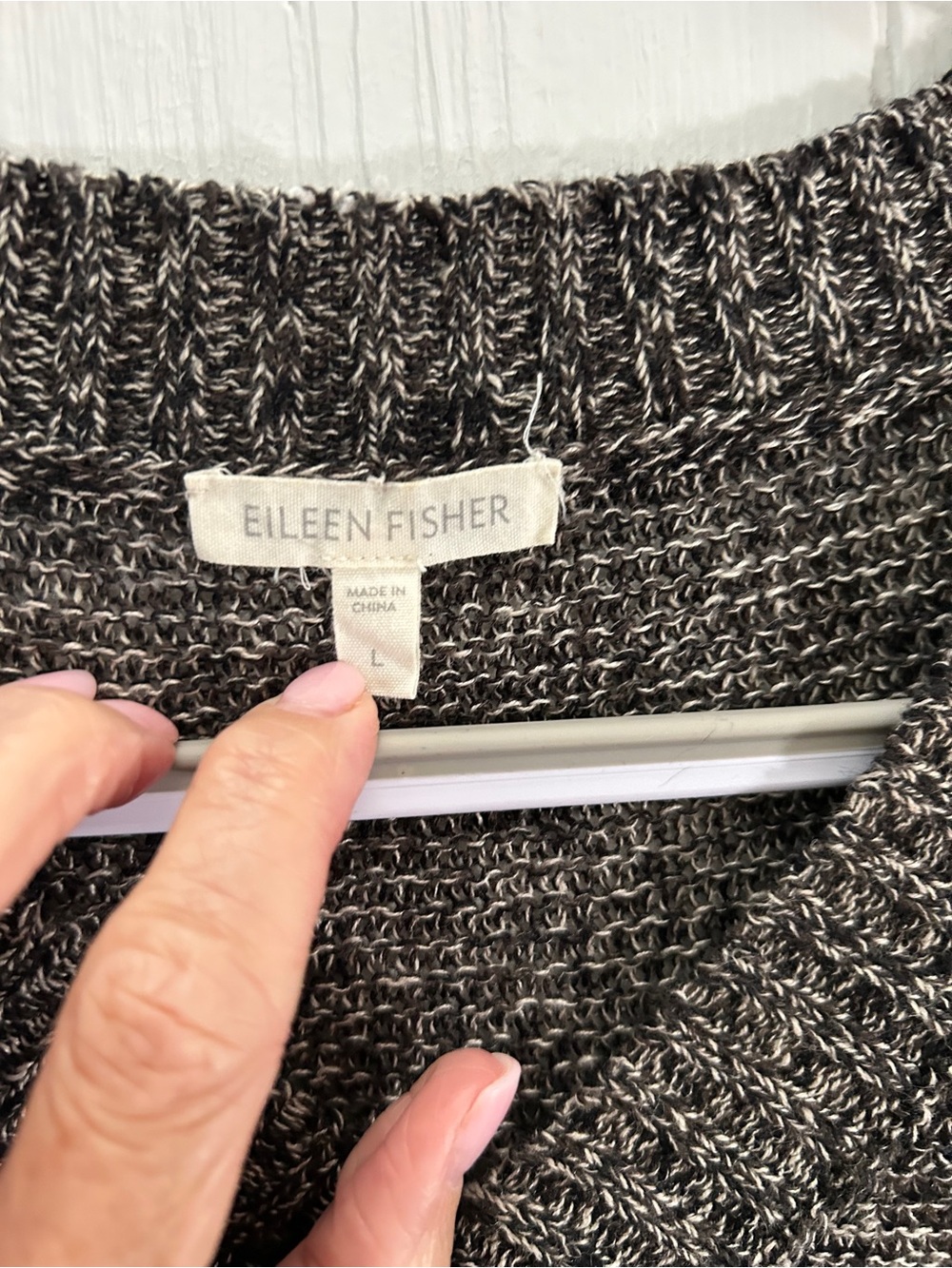 Eileen Fisher V-Neck Women's Sweater — Charcoal Gray linen - Picture 2 of 5